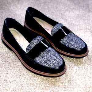 Clarks brand black loafers